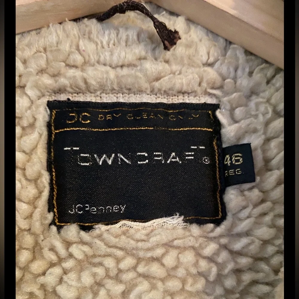 Vintage 70s Towncraft Suede Shearling Ranch Jacket 46 REG Western Trucker